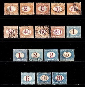 Italy stamps #J3 - J20, used, no J12,  CV $244.20