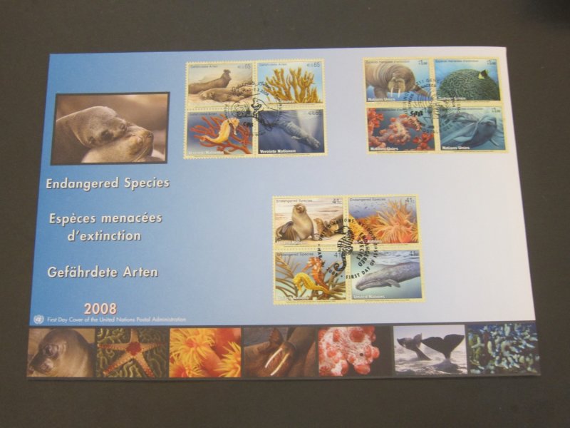 United Nations (NY,Vienna,Geneva) 2008 Sc 420a,483a,952a FDC