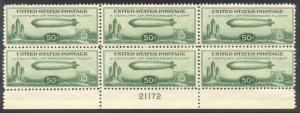 U.S. #C18 Mint NH Plate Block - 1933 50c Zeppelin