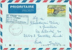 85464 - CENTRAL AFRICA - Postal History - AIRMAIL COVER to ITALY 2001 - BIRDS