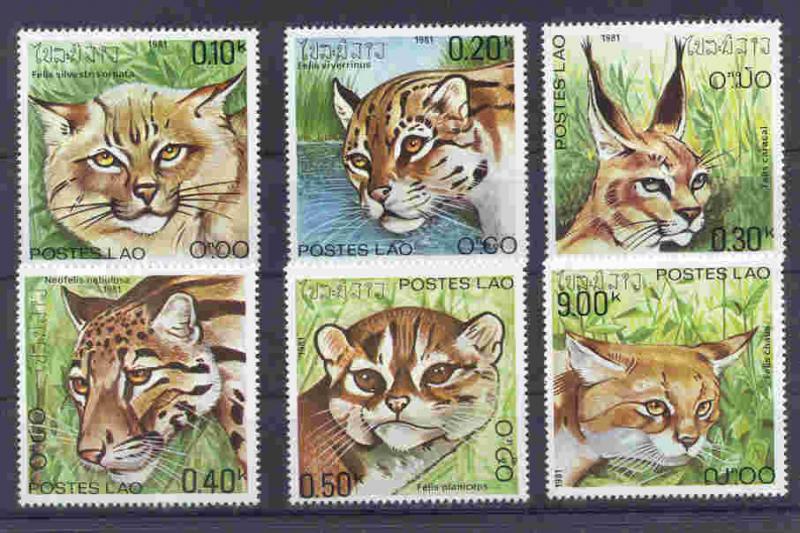 Laos - Mi. 517-22 (Wild Animals) - MNH - AT019