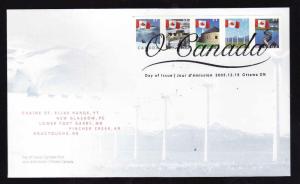 Canada-Sc#2135-9-stamps on FDC-Flags over Canada-2005