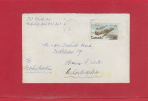 1981 single usage 35c airplane stamp Canada cover to CZECHOSLOVAKIA