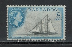 Barbados 1953 Queen Elizabeth II & Intercolonial Schooner 8c Scott # 241 Used