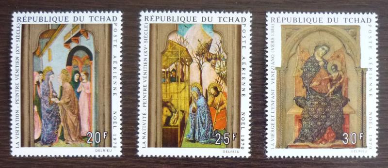 1970 TCHAD-COMPLETE SET (MNH)-CHRISTMAS-AIRMAIL STAMPS! noel art religion J