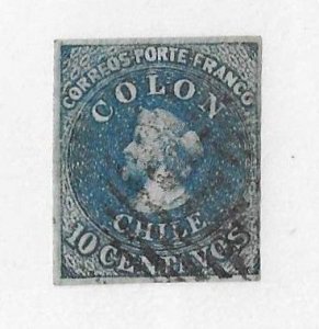 Chile Sc #5  10c imperf used FVF