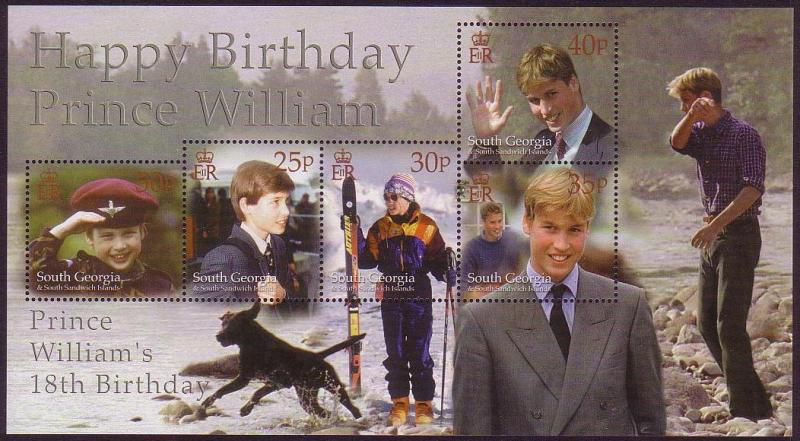 South Georgia Prince William 18th Birthday MS SG#MS319 SC#261