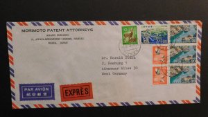 1973 Osakanishi Japan to Hamburg West Germany Japanese Air Mail Cover Express