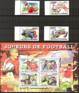 Burundi 2011 Football Soccer Players set of 4 Sheet MNH