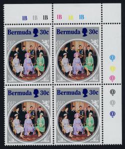 Bermuda 470 TR Plate Block Inverted Watermark MNH Queen Mother 85th Birthday