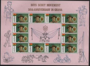 GHANA 308-310 MNH BOY SCOUTS, SHEETS OF 12