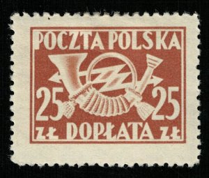 1946-1950, Post Horn, Post Poland, 25ZL, MNH ** (T-7479)