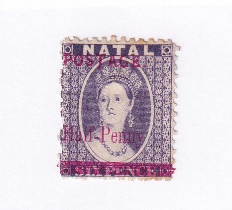 NATAL SG 114  VF-MH Q/VICTORIA 1/2p O/PRINT STARTS AT 99cts