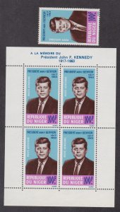Niger # C44 & C44a, John F. Kennedy, Stamp & Souvenir Sheet, NH, 1/2 Cat.