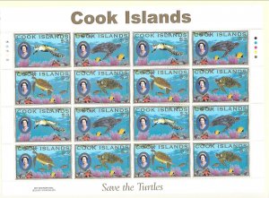 COOK ISL Sc 1291-2 NH MINISHEETS of 2007 - TURTLES & DOLPHINS. Sc$200