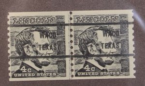 Scott 1303a - 4 Cents Lincoln - MNH - Joint Line Pair - Waco, TX - SCV $250.00