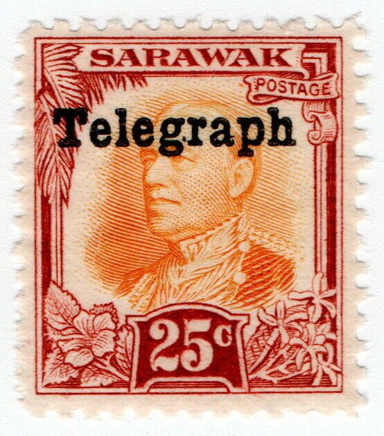 (I.B) Sarawak Telegraphs : Overprint 25c