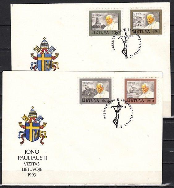 Lithuania, Scott cat. 461-464. Pope John Paul II issue. 2 First day covers. ^