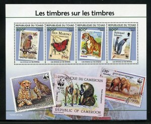 CHAD 2021 WWF STAMP ON STAMP  DEPICTING PREVIOUSLY RELEASED ISSUES MINT NH