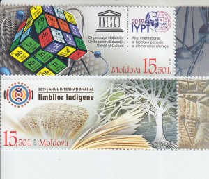 2019 Moldova UNESCO Int Years of Languages & Periodic Table (Scott 1036-37) MNH