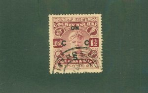 COCHIN -INDIA FEUDATORY STATE 016 USED  BIN $0.50