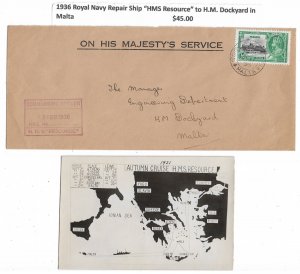 1936 Royal Repair Ship HMS Resource to H.M. Dockyard, Malta (M6962)