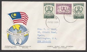 MALAYA 1960 Refugee Year FDC - Tangkak cds to New Zealand...................N668