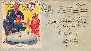 1943 Morganfield, KY - WW 2 Patriotic – Guess Who – American Art Service Cachet