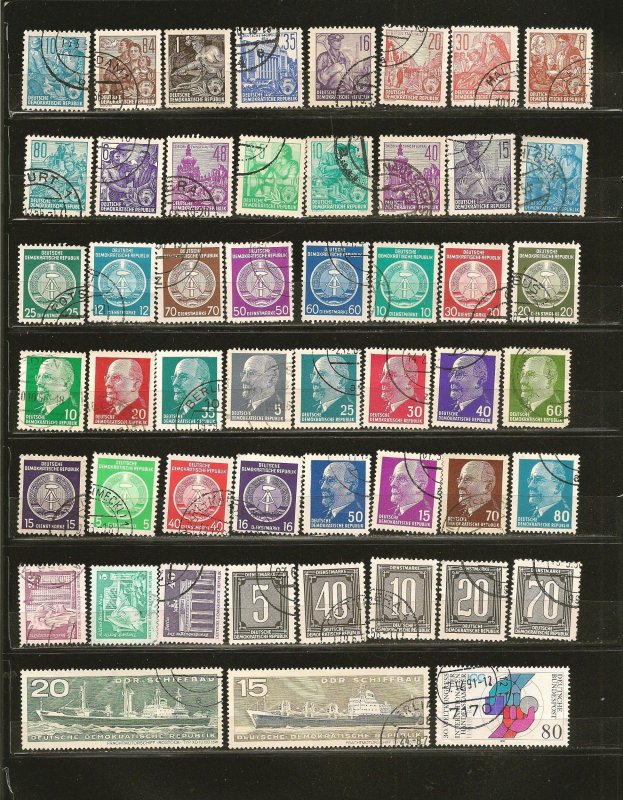 Germany DDR Collection of 51 Different Old Used/CTO Off Paper Stamps