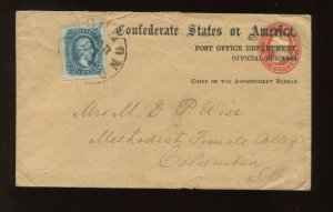 U27 Entire w/CSA 11 on Confederate States Official Business Overprint Cover