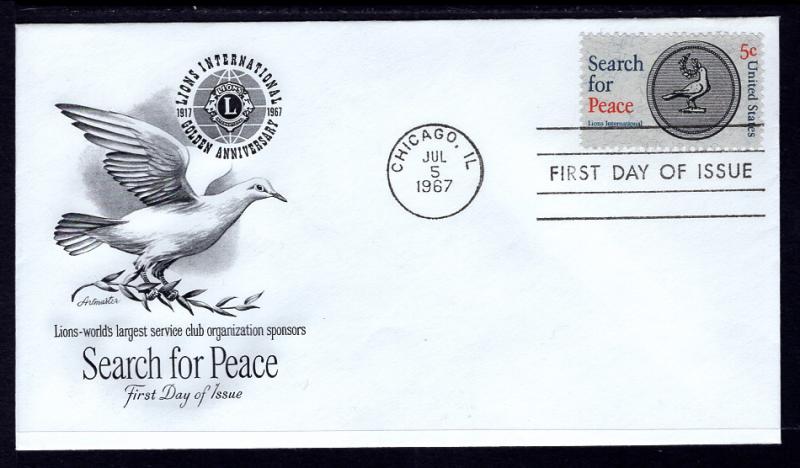 US 1326 Lions Search For Peace Artmaster U/A FDC