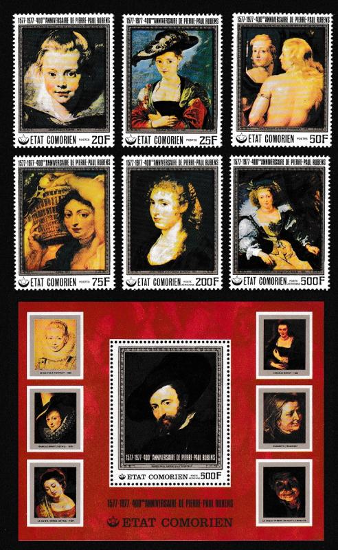 Comoro Is. 400th Birth Anniversary of Rubens 6v+MS SG#235/MS241 SC#261-267