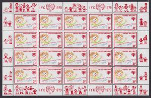 UN, New York Sc 278-279, 310-311 MNH. 1976 UN, 1979 IYC, 2 Full Panes, cplt sets