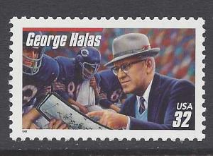 3150 Catalog # George Halas 32 cent Single Stamp Chicago Bears NFL