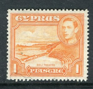 CYPRUS; 1938 early GVI Pictorial issue fine Mint hinged Shade of 1Pi. value