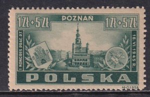 Poland 1945 Sc B40 City Hall Poznan Postal Workers Convention Stamp MH