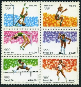 Brazil 1905-1910a block,MNH.Michel 2024-2029. Olympics Los Angeles-1984.Sports.