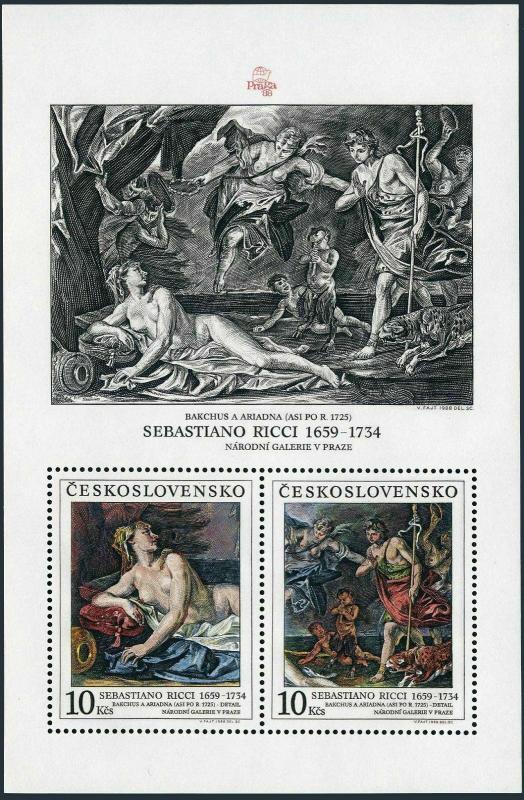 Czechoslovakia 2716 sheet,MNH.Michel Bl.89. PRAGA-1988.By Sebastiano Ricci.