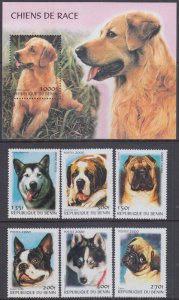 BENIN # BEN003 CPL MNH SET of 6 + SOUVENIR SHEET of VARIOUS DOGS