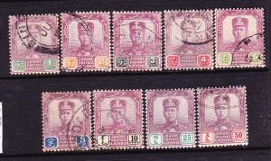 JOHORE  1904-10   SULTAN SIR IBRAHIM   PART SET M&U     