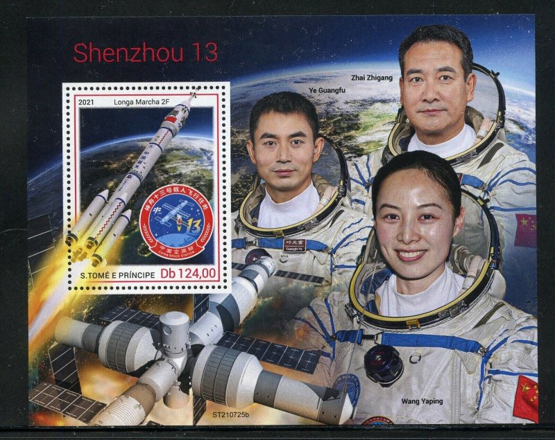 SAO TOME 2021 SHENZHOU 13 SPACE STATION SOUVENIR  SHEET MINT NEVER HINGED