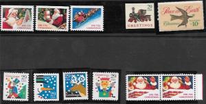 US #2579, Booklets and Imperfs. Christmas stamps - all mint. 11 Total Beauties.