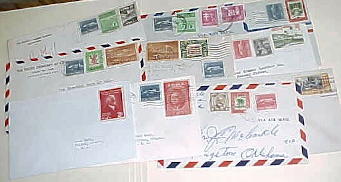 CUBA 10 SMALL COVERS WITH COMMEMORATIVE  1950-1954  TO USA 2 UNCANCELLED