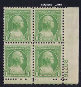 BOBPLATES #705 Washington Bi Lower Right Plate Block 20776 F-VF NH SCV=$5.5 *