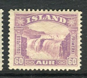 ICELAND; 1931 early Gullfoss Falls fine Mint hinged 60a. value