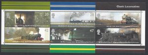 Great Britain #2177a MNH ss, various locomotives, issued 2004