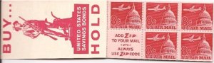 US Stamp - 1964 Jet Over Capitol-Booklet of 25 Stamps, Slogan 3 #BKC19