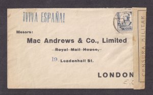 SPAIN: #650 WAR-TIME SOLO COMMERCIAL USE to London VIVA ESPANA +LOCAL on reverse