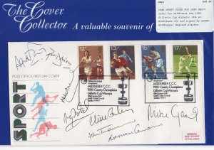 GB 1980 Sports set FDC, Middlesex CCC special cancel, signed by 8 MCC/England