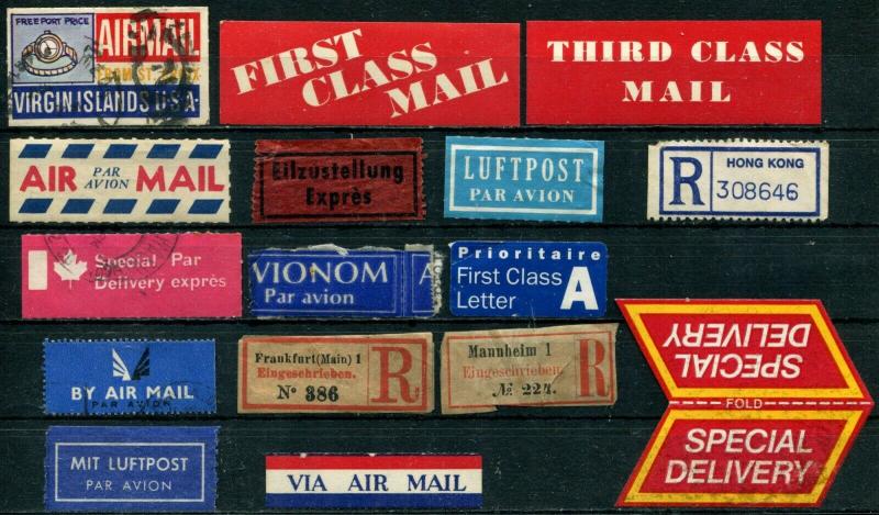  VIA AIR MAIL First Class Par Avion Luftpost Label Collection USED